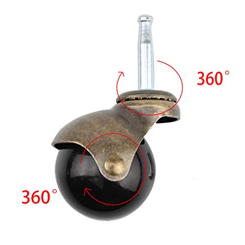 4 Pcs Ball Caster Heavy Duty Stem Swivel Wheel 2 Inch Vintage Stem Caster With 4 Sockets Antique Smooth Caster Wheel For Chairs Sofa Table Leg (Stem Casters Without Brake Lock) #TOP3