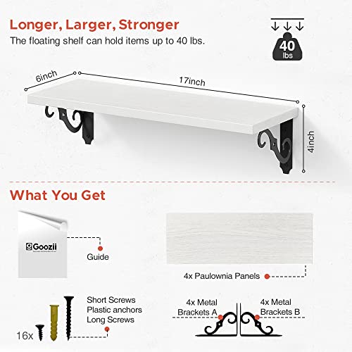 White Wall Shelves For Bedroom Aesthetic Set Of 4, Wood Floating Bookshelf For Bedroom Storage, Small Wall Mounted Shelves For Women Kids Girls Room, Bathroom Organizer, Nursery Books, Office #TOP2