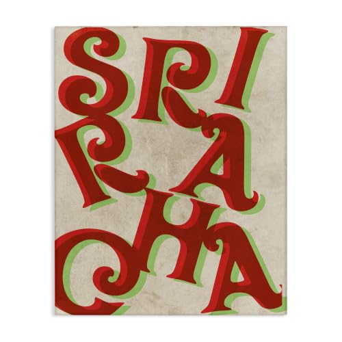 Sriracha Hot Sauce Typography, 16 x 20 Inch Canvas Wall Art