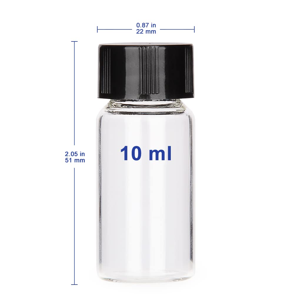 Labasics Viali Campione in Vetro Trasparente con Tappo a Vite, Flacone per Campionamento Liquido Flacone Reagente con Chiusura a Tappo, 10 ml, Confezione da 10