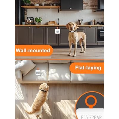 FLYSPEAR Wireless Pet Barrier - Rechargeable Indoor Barrier with 6 Adjustable Range Radius up to 7 ft, 6 Adjustable Safe Static Intensity, Electric Fence System for Dogs with Hook