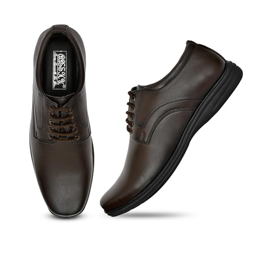 Image of Men's Faux Leather Formal Shoes | Stylish Lace-Up Office Wear Shoes for Men | Comfortable Lightweight Business Footwear | Synthetic Leather Dress Shoe for Parties & Daily Use