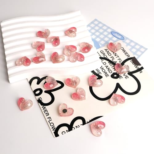 24 imanes decorativos en forma de corazón rosa miniatura 6