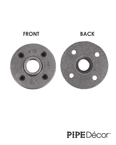 Pipe Decor 3/4" Malleable Cast Iron Floor Flange 10 Pack, Industrial Steel Grey Fits Standard Three Quarter Inch Black Threaded Pipes Nipples And Fittings, Vintage Diy Furniture, Ten Plumbing Flanges #TOP4