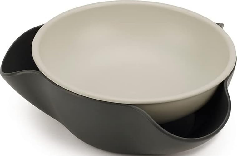 Joseph Joseph Double Dish Pistachio and Snack Serving bowl with Food Waste Compartment, BPA-Free - Grey