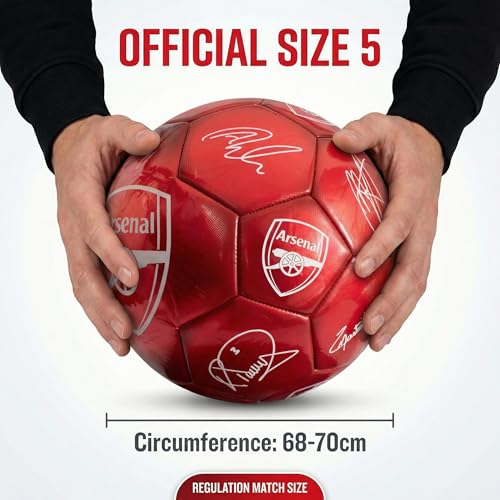 Hy-Pro Balón de fútbol clásico del Arsenal F.C. con Licencia Oficial, metálico, Talla 5, artilleros, Entrenamiento, Partido, mercancía, Coleccionable para niños y Adultos, Rojo - imagen 6