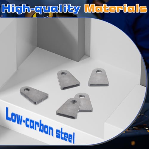 Image of Hicarer 5 Pcs Steel Weld on Tab Universal Shock Mount Flat Tab Brackets Steel Gusset Welding Accessories, with a 1 /2 inch Hole, 1 /4 inch Thick (Flat Mount)