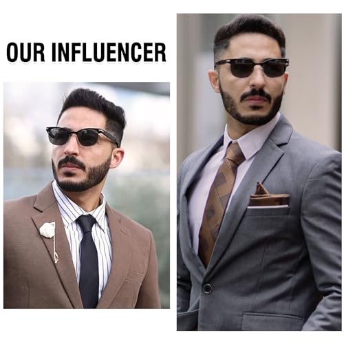 DUCO Semi Rimless Polarized Sunglasses for Men and Women Classic Sun Glasses Retro Shades Acetate Half Frame UV400 Protection2