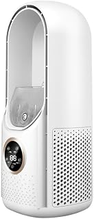 Purificador De Aire con Ventilador Sin Aspas Dos En Uno, Ventilador Sin Aspas De Bajo Consumo Y Eficiente, Purificador De Aire Inalámbrico Recargable (White)