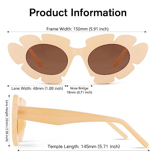 COASION Trendy Cat Eye Flowers Sunglasses for Women Men Retro Fashion Nude Chunky Shades UV400 Protection Sun Glasses4