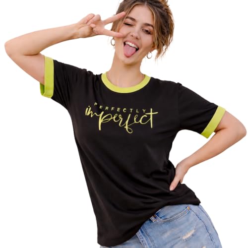 Image of London Hills Women's Drop Shoulder T-Shirt | Graphic Print Colorblock Half Sleeve Cotton T-Shirt | Casual Round Neck Top Soft Breathable Fabric | Regular Fit Stylish Tshirt