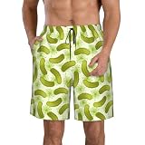 OXbnmm Sushi Dill Pickles Print - Pantalones cortos de playa para hombre, estilo casual, con bolsillos, cintura elástica, blanco, XXL corto
