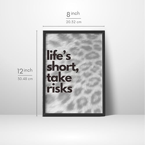 Image of Wall Framed Posters | 8x12 inch size | Motivational Quotes Posters |Inspirational inchLife's Short, Take Risks inch Motivational Photo Frame - Home & Office Wall Decor