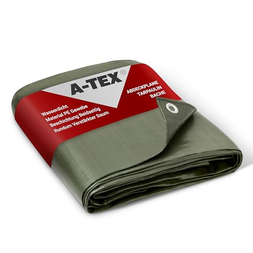 A-TEX® Abdeckplane 180g/m² (Grün 2,25 x 2,25 m) | Verschiedene Stärken, Größen und Farben wählbar | Plane mit Ösen | Gewebeplane Gartenplane Zelt Schutzplane | wasserdicht | reißfest | UV-stabilisiert