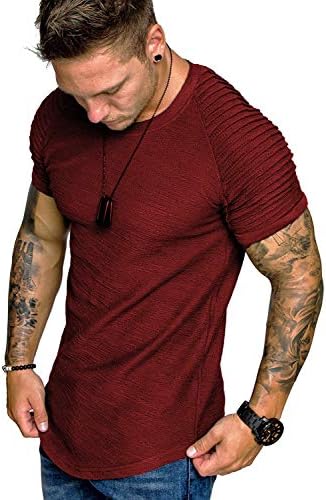 COOFANDY Mens Camo Workout T-Shirts Pleats Sleeve Stylish Muscle Tee (Green Camo 4XL)