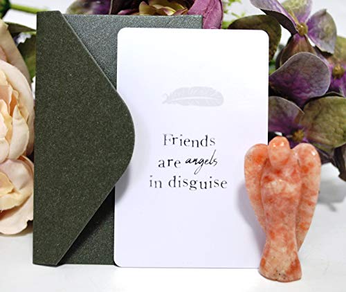 Reiju Natural Gift Set 'Friends are Angels in Disguise' Keepsake Card & Sunstone Crystal Angel
