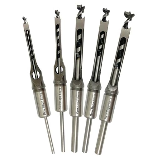 Woodworking Square Drill Bits Set, HSS Wood Mortising Chisel Countersink Bits Woodworker Hole Saw Power Tool Kits 1/4, 5/16, 7/16, 1/2, 5/8-Inch, Set of 5