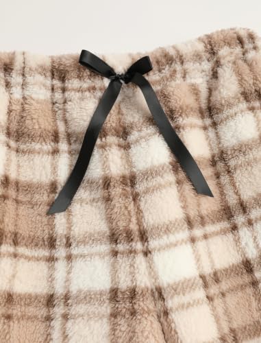 Image of ZAFUL Women's Fuzzy Plush Pajama Pants Wide Leg Pj Bottoms Lounge Pants | Soft Fluffy Sleep Pants Drawstring Elastic Waist Teddy Pjs for Women No Pockets