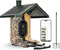 Bird Feeder with Camera with AI Identify Birds Species Solar Panel, Smart Bird House with Cam, 2K Live View, Instant Arrival Alerts, Dual Feeder, Includes Pole Stand