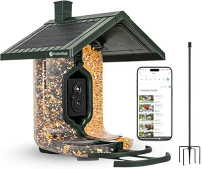 Bird Feeder with Camera with AI Identify Birds Species Solar Panel, Smart Bird House with Cam, 2K Live View, Instant Arrival Alerts, Dual Feeder, Includes Pole Stand