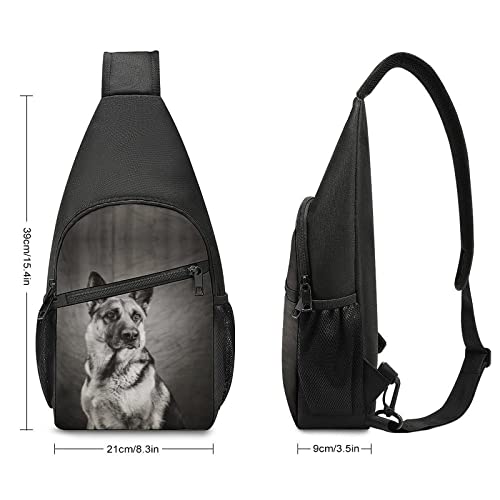 Black And White German Shepherd Crossbody Shoulder Bag Sling Backpack Travel Hiking Daypack Casual Chest Pack For Women Man One Size2