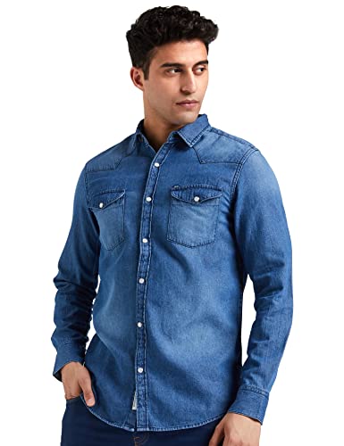 Image of Amazon Brand - INKAST Men's Solid Slim Fit Casual Shirt (IN-S-01C Ice Blue L)