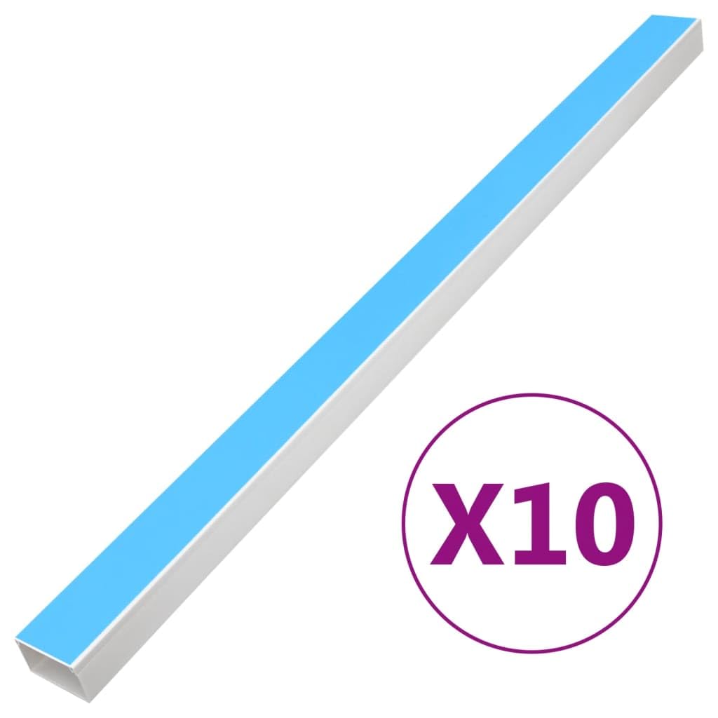 Kabelkanal Selbstklebend 10m Set, 10x 1m PVC Kabelabdeckung für Wand und Boden, 150x50 mm Kabelkanal Weiß zur unsichtbaren Kabelführung