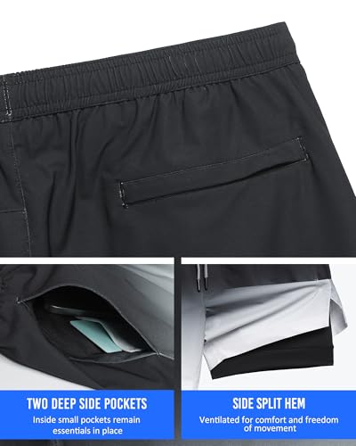 Image of maamgic Mens 5 inch Gym Running Shorts for Men 2 in 1 Quick Dry Workout Athletic Shorts