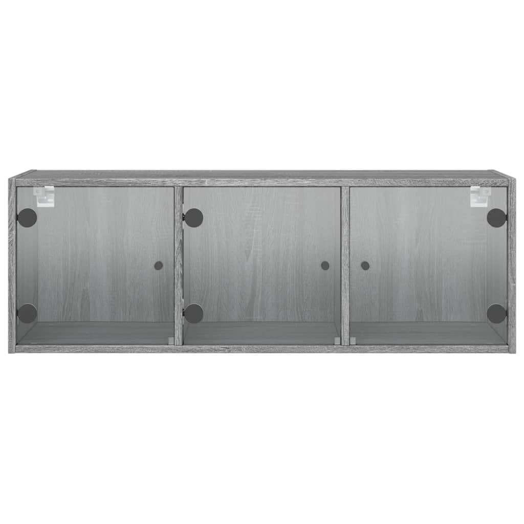 Wandschrank mit Glastüren, Grau Sonoma, 102x37x35 cm, robuster Holzwerkstoff, vielseitiger Büroschrank für stilvolle Aufbewahrung