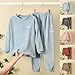 Kids Boys Girls Fuzzy 𝐏ajamas Set Winter Flannel Fleece Outfits Sweatsuit Toddler Solid Crewneck Tops (Blue, 4-5 Years)