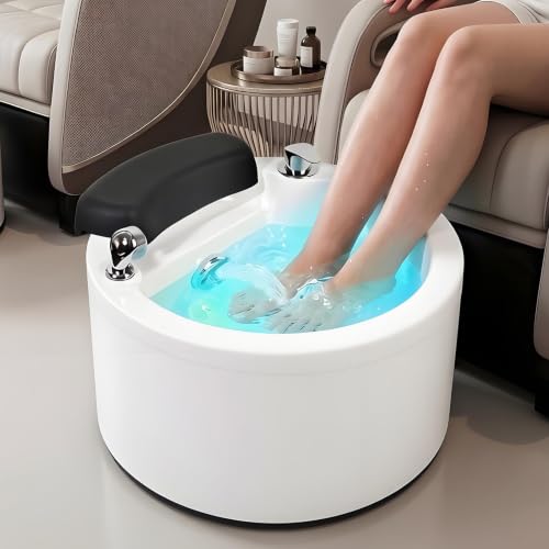 Akrylowa Wanna do Stóp, Profesjonalna Wanna do Pedicure Z Podnóżkiem, Masaż Surfingowy, 7 Kolorowych Lamp Led, Regulacja Ciepła I Zimna, do Domowych Zabiegów Spa