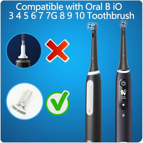 Image of 8 Pack Replacement Toothbrush Heads Compatible with Oral B iO, Brush Heads for Oral-B iO 2 /3 /4 /5 /6 /7 /8 /9 /10 /7G Series, with Covers, Black