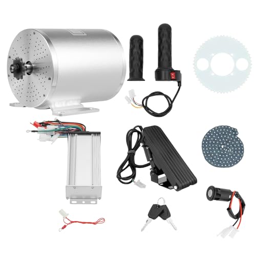 GEYOPMID 48-72V 3KW Brush Motor Kit, Electric Motor Kit Electric Bike Conversion Kit 6000RPM High Speed Electric Scooter Motor Motorcycle DIY Conversion Kit with Speed Controller