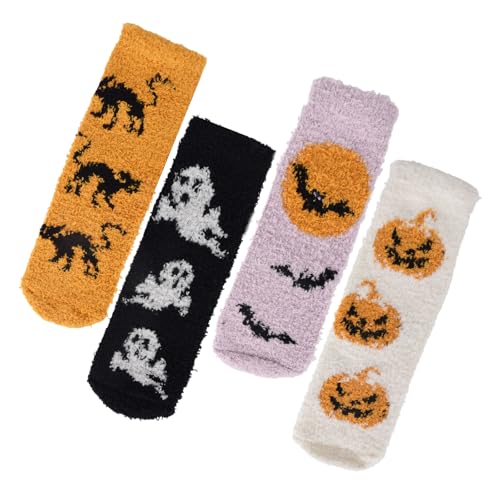 SHUIMUHUABEN Halloween Non-Slip Fuzzy Socks for Women Cozy Hospital Soft Fluffy With Grips Winter Warm Slipper Socks