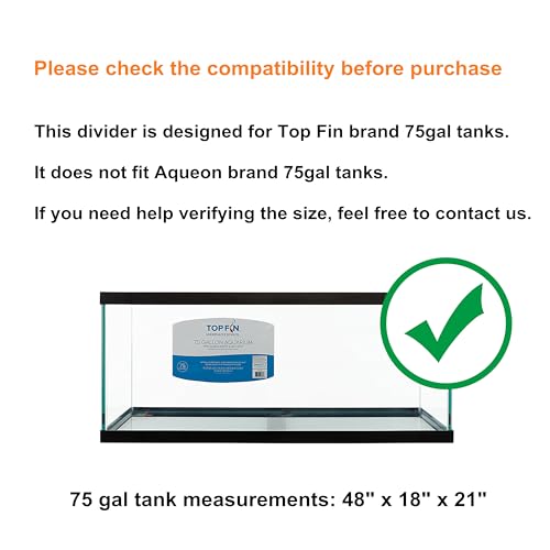 Image of Acrylic Aquarium Divider Kit 5.5 /10 / 20L / 20H / 29 / 40B / 55 /75 / 125gal Fish Tank with Suction Cups (75gal Top Fin)