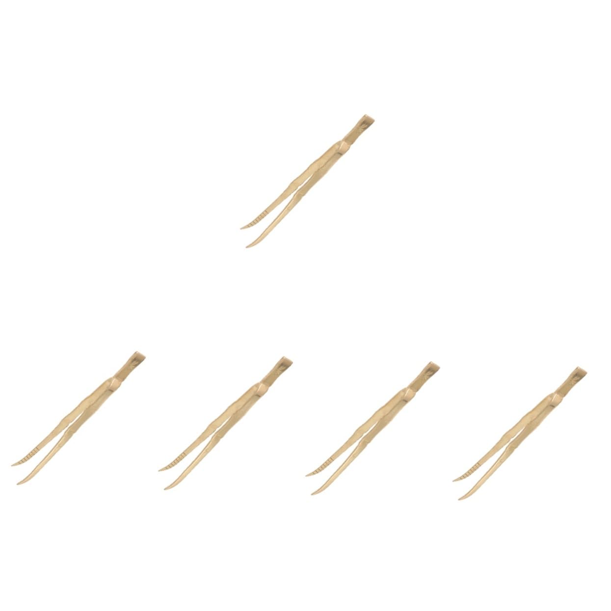 GLEAVI 5 Piezas Pinzas de carbón Tenazas Incienso pinos Multi Pintura Pinzas de Cocina Pinzas para carbón latón Dorado