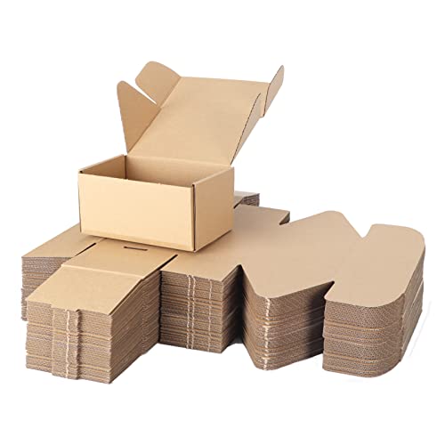 PHAREGE 6x4x3 inch Shipping Boxes Bulk 50 Pack Brown, Tab Lock Tuck Top Mailer Boxes for Packaging Small Business, Small Cardboard Gift Boxes for Wrapping Mailing Present