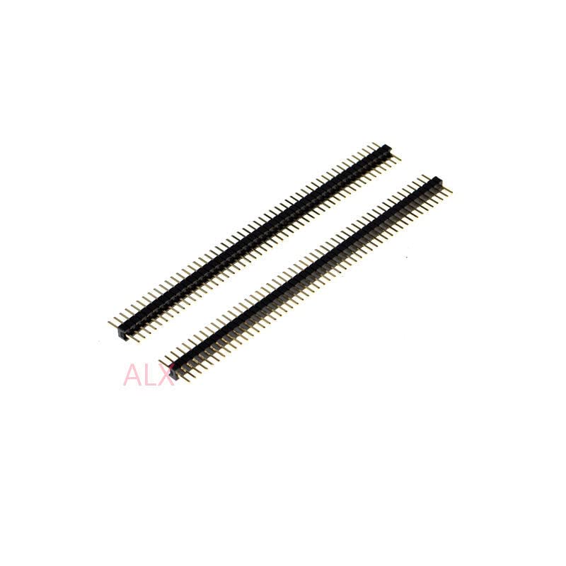 10PCS 1X40 PIN Gold Plated Single Row Male 1.27MM Pitch PIN Header Connector Strip 1X40pin 1 * 40 40P 40PIN Black for PCB Board