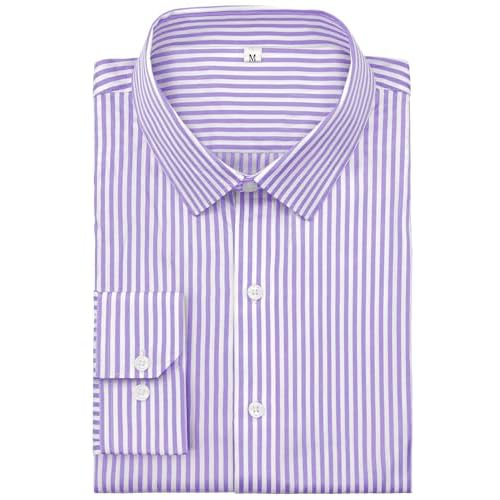 Grade 4 Wrinkle-Resistant Long Sleeve Striped Button-Down Shirt for Men Mens Dress Shirts