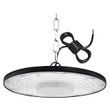 Jefedana 200W LED Strahler Industrielampe, UFO LED Werkstattlampe IP65 LED High Bay Licht, UFO LED Werkstattlampe 20000LM 6500K Kaltweiß Hallenbeleuchtung für Werkstätten Industrie Fabrikhallen