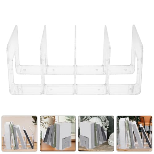 Support de livres en plastique : serre-livres fonctionnel et organiseur stable 4 compartiments