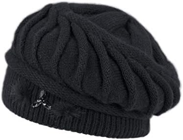 Dahlia Women's Beret - Angora Wool Winter Hat, Dual Layer, w/Spiral Twist