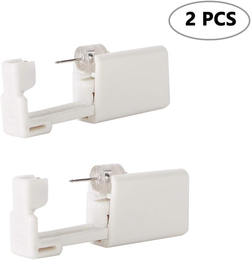 2 Pcs Disposable Self Ear Piercing Gun Kit,Ear Piercing Units Tool with Earring Studs