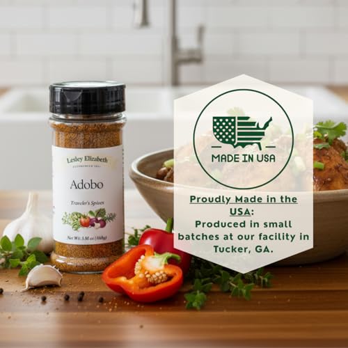 Image of Lesley Elizabeth Adobo Traveler's Spices - Authentic Filipino & Latin-Inspired Seasoning Blend for Chicken, Pork, Beef & Vegetables | All-Purpose Gourmet Grill & Cooking Rub
