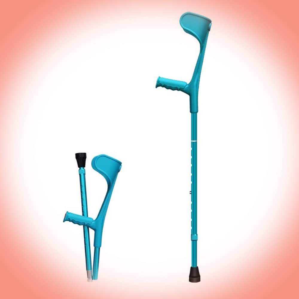 KADEUX Muletas De Antebrazo Adulto Plegable, Muletas Ortopédicas Ajustable Mango Antideslizante, Plegables Muletas Andador para Caminar, Bastón Discapacidad/Mujeres/Hombres (Color : Blue)