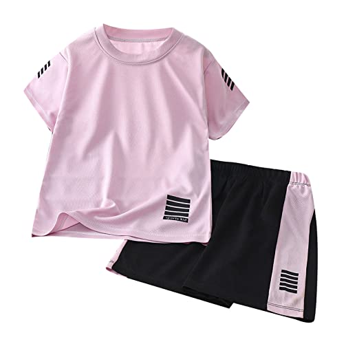 Sportkleidung Kinder Set Zweiteiler Sommer Schnelltrockend Kurzarm T-Shirt mit Shorts Sportanzug Trainingsanzug Jungen Mädchen Sportsachen 2-Teilig Kurz Jogginganzug Tracksuit Activewear 1-9 Jahre