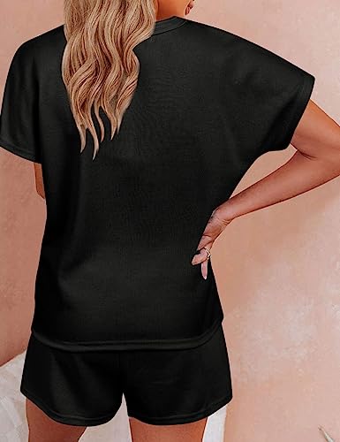 Merokeety Women's Short Sleeve Pajama Set Henley Tops And Shorts Sleepwear Loungewear Outfits #TOP2