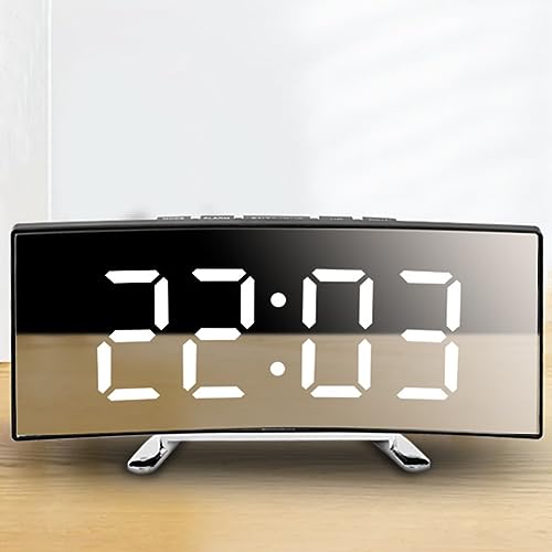 Kexpery Reloj despertador digital creativo de 6 pulgadas, pantalla grande, reloj despertador inteligente, modo nocturno, silencio para el hogar, oficina, dormitorio (blanco) - imagen 3