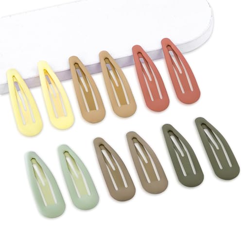 Cptots Medium Snap Hair Clips Metal No Slip Hair Barrettes for Women 2.36 Inch Hair Clips For Thin And Thick Hair,Light Multiple Colors,12 PCS