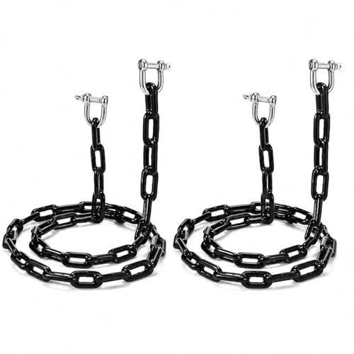 MorningRo 1 Pack PVC Coated Boat Anchor Chain 1/4 Inch x 4ft/ 5ft/ 6ft/ 7ft Anchor Chain for Boats with Stainless Steel Shackle Boat Safety for Kayak (4 ft X 1/4 Inch,Black)